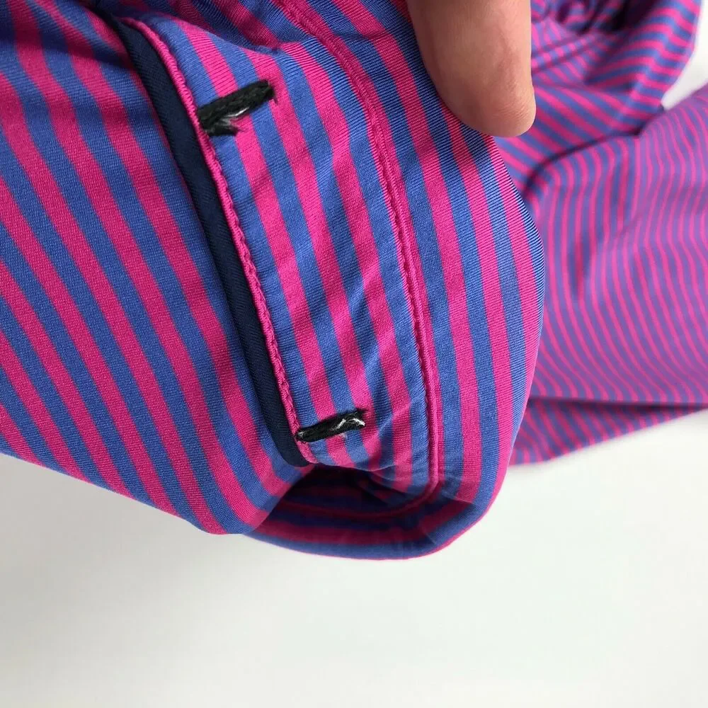 RLX Ralph Lauren Medium / Large Pink Purple Golf Short Sleeve Button Polo Shirt